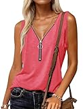 Halife Summer Outfits for Women Tank Tops Sleevless Dressy Casual V Neck Tanks Cute Trendy Flowy Shirts Loose Fit Watermelon Red XL