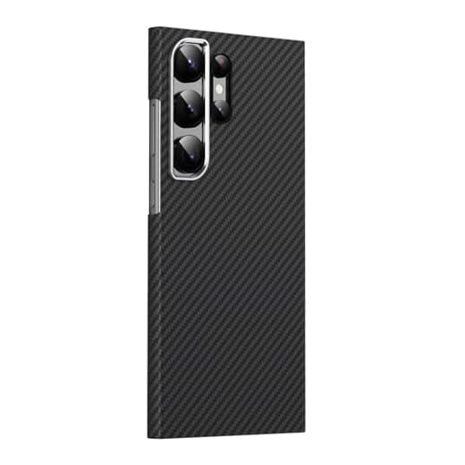 ioiFour Capa de textura de fibra de carbono magnética para Samsung Galaxy S24 Ultra, compatível com Magsafe, com proteção de câmera de armação de metal, capa rígida ultrafina e leve (S24 Ultra) preta