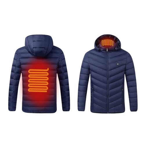 Image of Unisex Heated Down Warm Jackets Lightweight Long Sleeve Winter Coats Windproof Electric Insulated Heated Coat