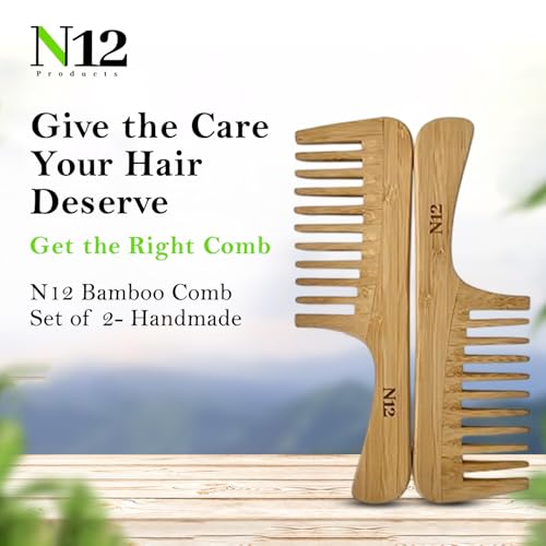 Set de 2 Peines de Bambú Natural Hecho a Mano 20.8 cm miniatura 2
