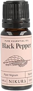 Nikura Black Pepper Essential Oil - 10ml | 100% Pure Natural Oils | Perfect for Aromatherapy, Diffusers, Soap Making, Candle Making | Great for Stress Relief, Managing Cravings | Vegan & UK Made