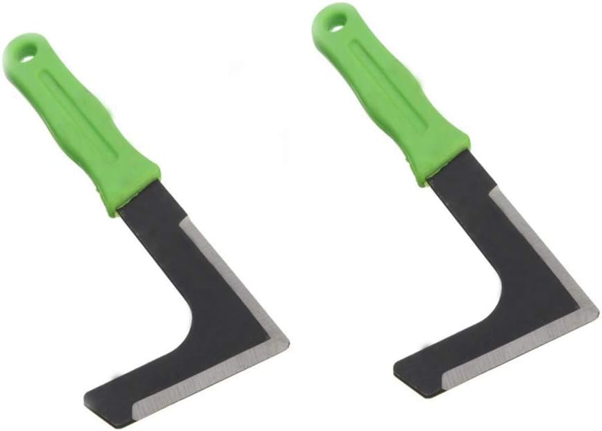 Chiloskit 2PCS Carbon Steel 8.2" L-Shape Blade Weeding Weed Puller Tool Machete Hook Knife Yard Lawn Tool