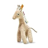 Steiff 242083 Tulu Giraffe, Plüschgiraffe mit Quietsche 20 cm, Wild Sweeties, waschbar, beige