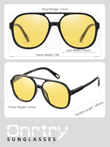 Image of Onrtry Retro Polarized Aviator Sunglasses for Women Men Classic 70s Vintage Trendy Square Sun Glasses Shades