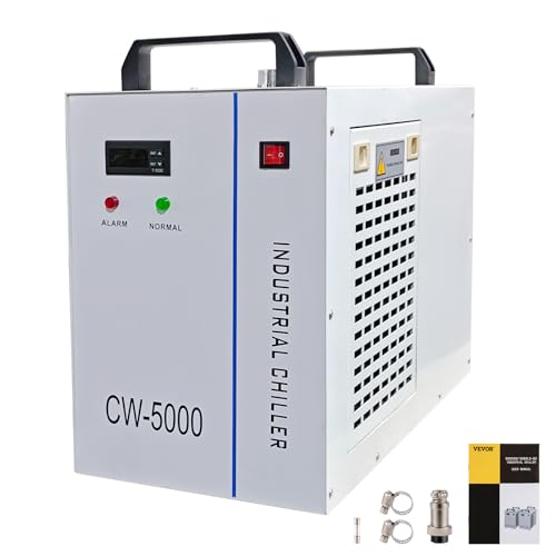Enfriador de agua industrial Cw-5000,Enfriador de tubo láser Co2 Enfriador Industrial Termostato Precido para máquinas de grabado CNC/grabador láser de 80 W/100 W (CW-5000DG)