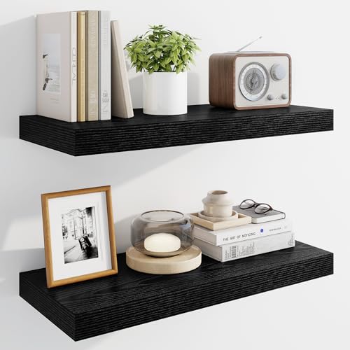 Marsmiles 24" Floating Shelves for Wall, Wooden Shelves with Invisible