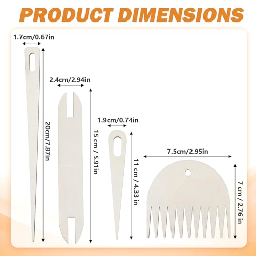 7 Pieces Weaving Tools Wood Hand Loom Stick Set, 5 Wood Weaving Crochet Needle with Shuttles Weave Stick and Weave Comb Knitted Crafts DIY Kit for Adults Beginner Crochet Needle Kit