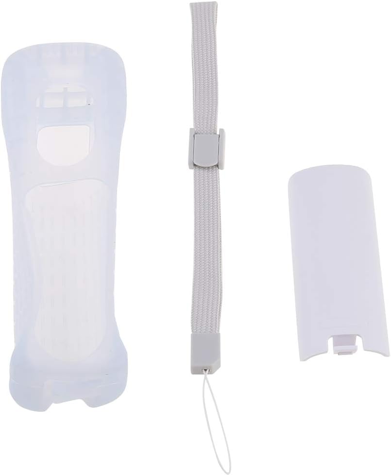 Silicone Back Door Battery Case with Wrist Strap Replacement Kit for WII Remote Control