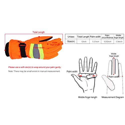 DECDEAL Luvas de trabalho reflexivas masculinas e femininas Luvas quentes de inverno Luvas impermeáv
