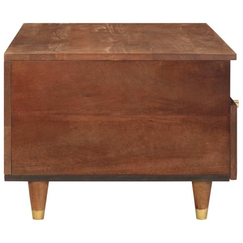 Table basse en manguier massif 80x54cm avec tiroirs et étagères pour salon