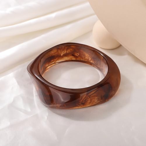 Image of JWICOS Resin Bangle Bracelet for Women Acrylic Cute Chunky Bracelet for Women Exaggerated Irregular Acrylic Resin Wristband Bracelet Bangle
