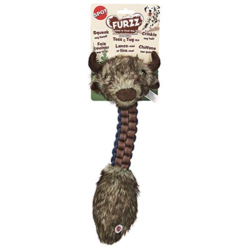 Spot Furzz Braided Nylon & Plush Dog Toy 13" Assorted Figures #TOP1