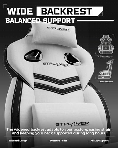 Image of GTPLAYER Gaming Chair with Footrest, Lumbar Support & Comfort Wide Seat | Big & Tall Computer Video Gamer Chair for Adults, Ergonomic High Back Office Desk Chair with Reclining, Bright Gray