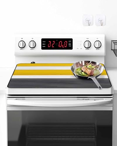 Stove Top Covers for Electric Stove, Black Yellow Wooden Induction
