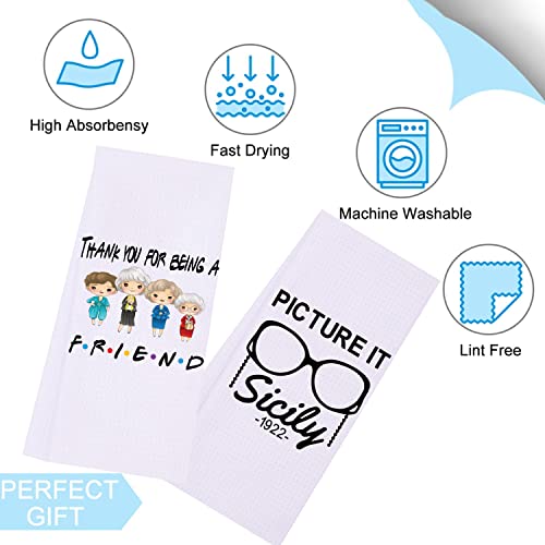 LXOMILL Funny Kitchen Towels, Friend Gifts, Golden Friendship Birthday Gifts for Women Besties Female Girls Mom, Golden Merchandise Dish Towels Set, Housewarming Gift