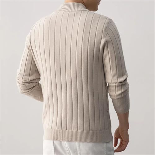 Men's Woolen Cardigan Stand Neck Long Sleeve Zipper Sweater Twisted Warm Knit Jumper2