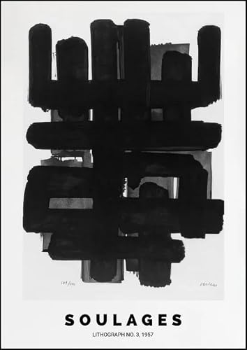 Waeta Rnvzx Pierre Soulages Abstract Canvas Wall Art for Living Room, 50x70cm, Unframed
