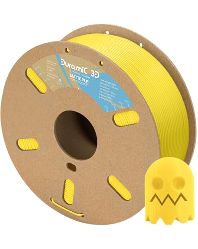 Image of DURAMIC 3D Matte PLA Filament 1.75mm Yellow, 1kg Cardboard Spool Matte Finish 3D Printer Filament PLA 1.75mm Dimensional Accuracy 99% + /- 0.03 mm, Printing with FDM 3D Printer, Easy to Remove Support