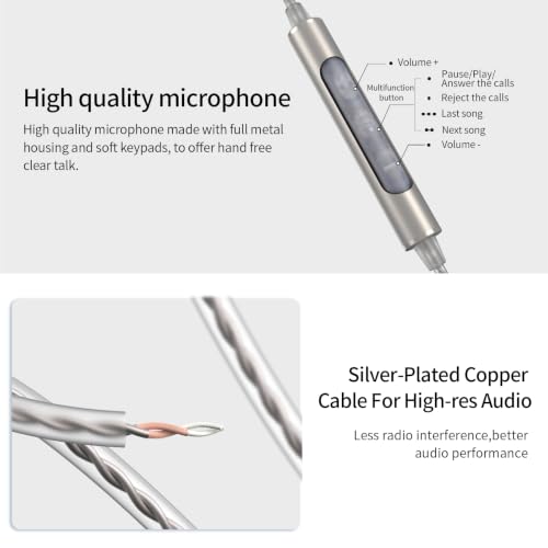 Image of SoundMAGIC E80D Digital USB C Headphones - Type C Wired Earbuds with Microphone HiFi Stereo Earphones Powerful Bass Noise Isolating Compatible with Android Device, Gunmetal