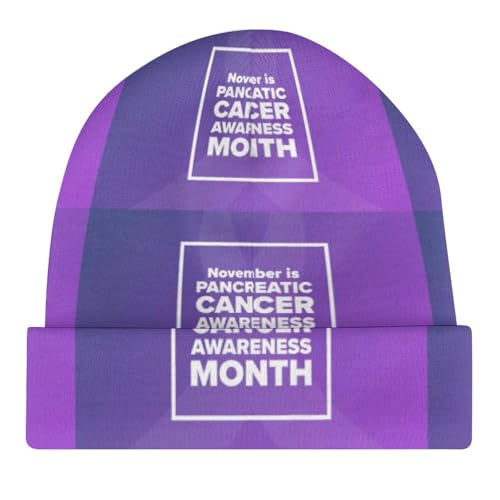 I Wear Purple for Pancreatic Cancer Awareness Kids Beanie Hat for for Girls Boys Children Cap Winter Knitted Chemo Cancer Headwear Accessories Gifts Decoration4