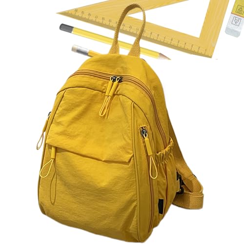 Mochila universitaria impermeable de color amarillo para universidad y viajes
