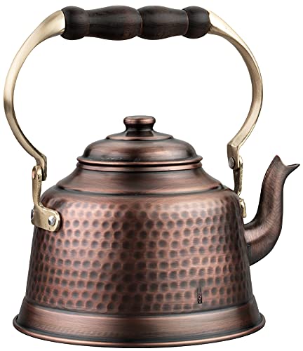 Demmex 100% Handcrafted Heavy Gauge 1Mm Thick Hammered Antique Solid Copper Tea Kettle Pot Stovetop Teapot thumb #2