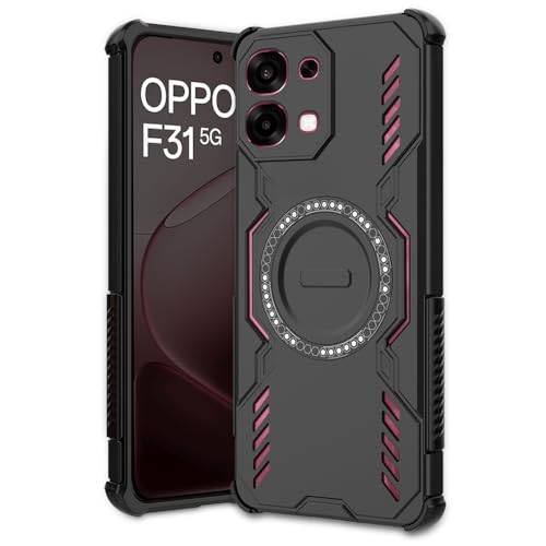 Image of AESTMO Back Case Cover for Oppo F31 / F33 5G | Magnetic Case with Built-in Metal Ring | Compatible with MagSafe Accessories | Shockproof Hybrid (PC + TPU, Black)