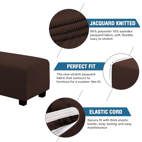 Image of H.VERSAILTEX Ottoman and Sofa Seat Cushion Combined Cover Slipcover Rectangle Sofa Slipcover Fit Length 56'-75' Suitable for L Shaped Seat Cushion Cover or Chaise Part Cover Stretch Thick - Chocolate