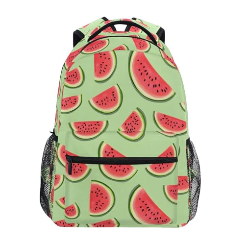 Watermelon Cute Fruit Green Backpack for School Boys Girls Adults Kids Bookbag Laptop Bag 15L