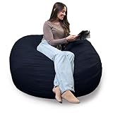 Big Joe Fuf Large Foam Filled Bean Bag Chair with Removable Cover, Cobalt Lenox, Durable Woven Polyester, 4 feet Big, Navy Lenox, Large