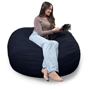 Big Joe Fuf 5Ft Oversized Foam Bean Bag Chair with Removable Cover for Kids, Teens, Adults, Cobalt Lenox, Durable Woven Polyester, 5 foot Large Reading and Gaming Seat