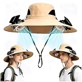 TOGETDREAM Sonnenhut mit Ventilator Fischerhut mit Breiter Krempe Mütze mit Ventilator
