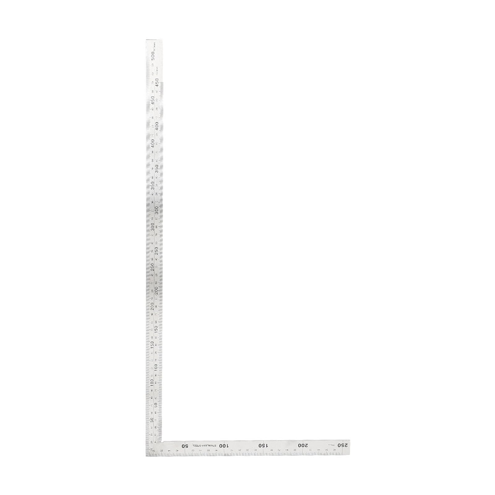 Regla de ángulo recto de 90 grados, herramienta cuadrada de medición de acero inoxidable (30 cm o 50 cm) (500 mm 250 mm)