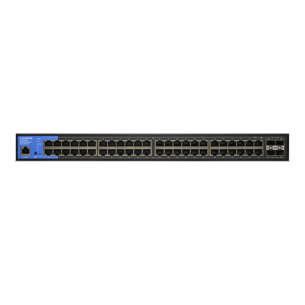 Linksys Switch Réseau Gigabit Poe+ à 48 Ports Lgs352Mpc-Eu (740 W Avec Emplacements pour 4 Ports 10 G Uplink Sfp+, ethernet Manageable Intelligent Avec Boîtier Métallique, Bureau Ou Mur)