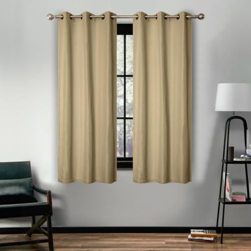 SUPERIOR Blackout Curtains, Room Darkening, Bedroom, Drapes, Kitchen, Living Room Window Accents, Sun Blocking, Thermal, Grommet Header, Linen Collection, Set of 2 Panels, 42" x 63", Ivory