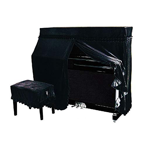 LILYSHOP Vertical Cubierta de Piano,Cubierta Protectora de Piano Agua a Prueba de Polvo a Prueba de Sol Cubierta Completa de Piano Accesorios para el Hogar Universal,Negro,doublestool