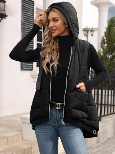 Tankaneo Womens Hooded Puffer Vest Lightweight Zip Up Sleeveless Jackets Padded Gilet With Pockets4