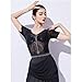 Yhhsgscr Latin One Piece Top Women's Salsa Tango Dancewear Short Sleeve Cha Cha Dance Bodysuit Performance Costume for Rumba,Black,3XL