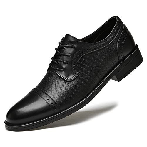 Single Season Oxford Dress Shoes for Men Lace Up Cap Toe Burnished Toe Derby Shoes Vegan Leather Rubber Sole Slip Resistant Block Heel Low Top Classic Very Popular Among Young People