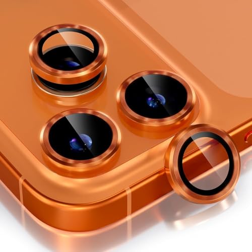 Image of Choiche Camera Lens Protector for iPhone 17 Pro 6.3-Inch and iPhone 17 Pro Max 6.9-Inch, 9H Tempered Glass Metal Individual Ring Cover, Easy Installation Tray, HD Clear, 1 Set,(Cosmic Orange)