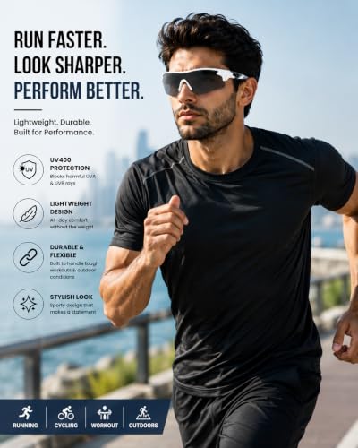 Image of Zynic Mens Stylish Sports Polarized Sunglasses with Case| UV400 Protection Classic Wrap Around Googles |Sports Shades for Driving,Cyclining Outdoor & Travel