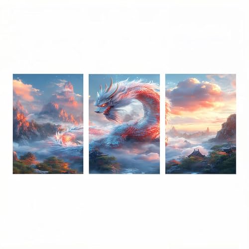 Toile peinture adulte sans stress : apprenez à peindre facilement 3 tableaux de dragon