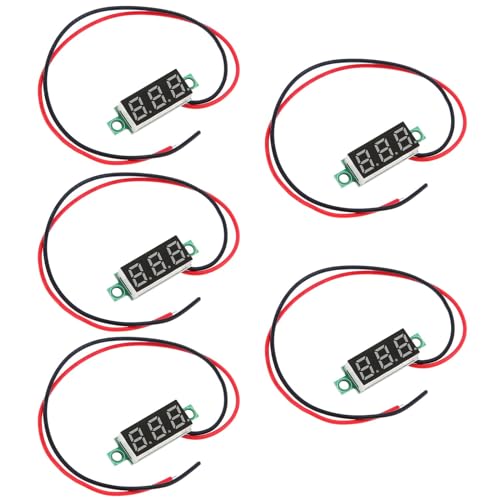 DiGiYes 5 Pièces Mini Voltmètre, Numérique DC Voltmètre 0.28 Pouce, DC 2.5-30V 2 Fils Testeur de Tension Panneau d'affichage LED, LED Mètre de Tension...