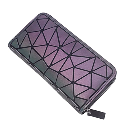 YYHJM Frauen schillernden geometrischen Rhomboids Long Lattice Wallet Mode Luminous Lattice Zip Around Clutch Geldbörse Cover