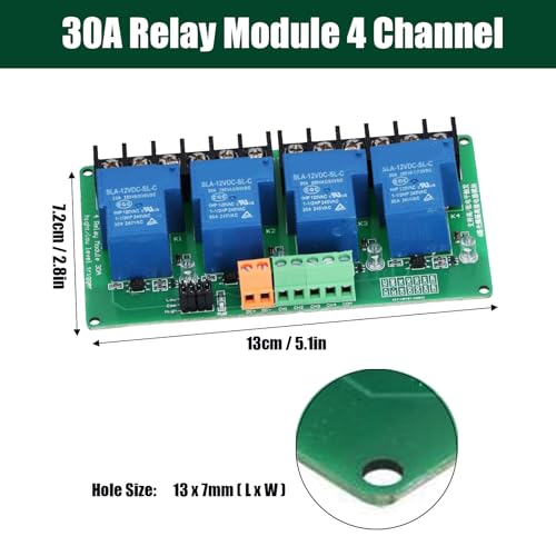 DIANN 30A 4 Channel Relay Module 5V Relay Module Expansion Board High Low Level Trigger with with Optocoupler Isolation for PLC Automation Equipment Control Industrial Control - Thumbnail 4
