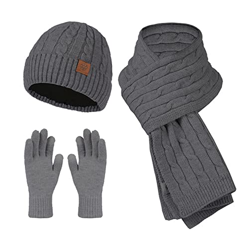 Ensemble d'écharpe pour chapeau d'hiver,Chapeau, écharpe, et gants tricoté d'hiver 3 en 1,Convenable pour Homme et Femme (gris foncé) Cover