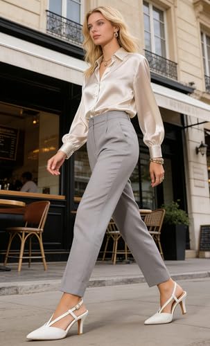 Image of Slingback Kitten Heels for Women Closed Pointed Toe Pumps Dress Shoes with Buckle Strap Comfortable Slip On Sandal Heels for Work Party Wedding