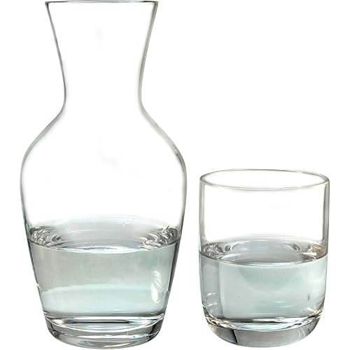 Lily's Home 26 oz Water Carafe, With Glass Cup as Lid, Bedside Water Carafe for Bedroom, Bathroom, or Kitchen, Ideal for Midnight Hydration and End Table Decor