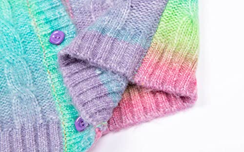 LittleSpring Toddler Girls Cardigan Sweaters Tie-Dye Button Down Fuzzy Lightweight Sweater Pink 3T4