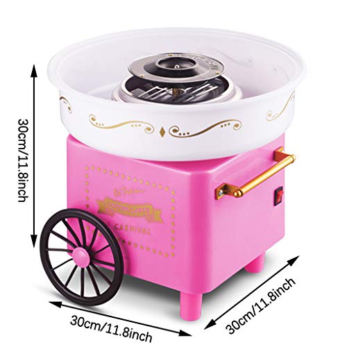 Nostalgia Mini Cotton Candy Maker for Kids, 30x30x30CM Sugar Free Electric Countertop Hard Candy Machine Kit,for Birthdays, Weddings, New Years, Family Party, Pink Trolley Creative Gift